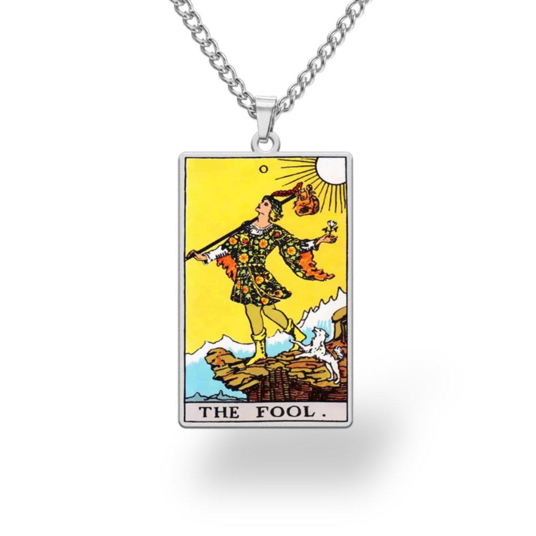 Colored Major Arcana Tarot Necklace – Stainless Steel Tarot Card Pendant • Witchy Spiritual Jewelry for Men & Women   • Apollo Tarot Shop