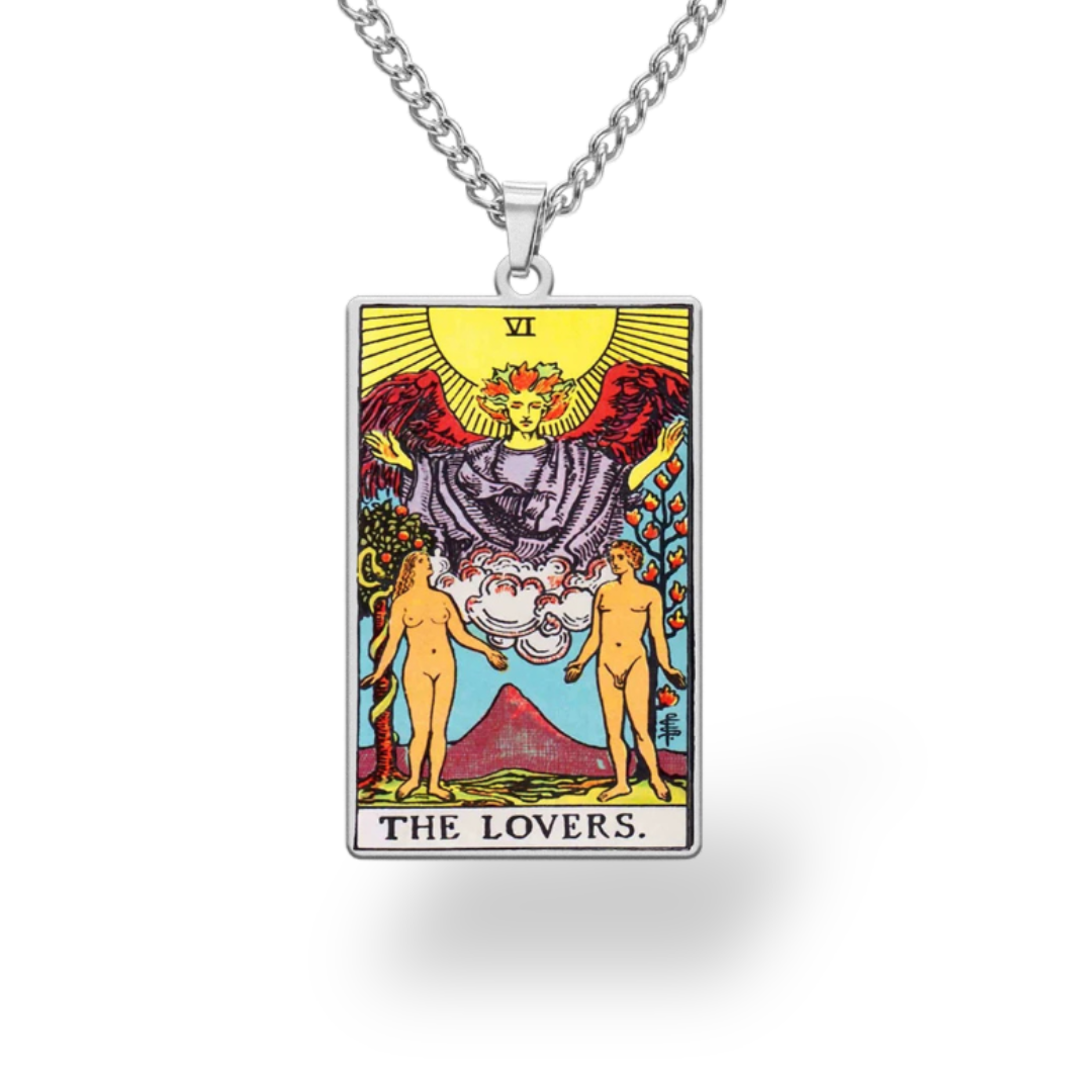 Colored Major Arcana Tarot Necklace – Stainless Steel Tarot Card Pendant • Witchy Spiritual Jewelry for Men & Women   • Apollo Tarot Shop