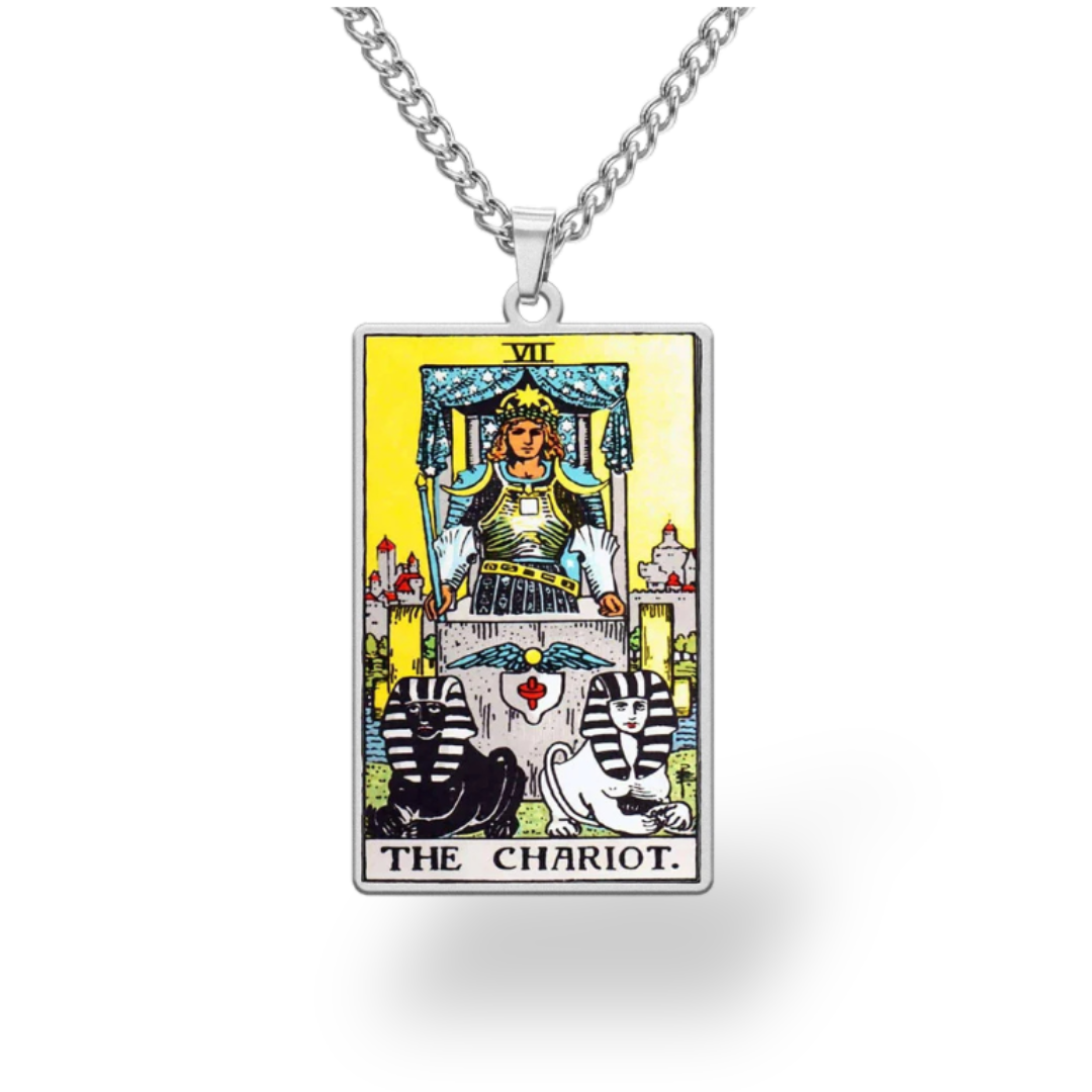 Colored Major Arcana Tarot Necklace – Stainless Steel Tarot Card Pendant • Witchy Spiritual Jewelry for Men & Women   • Apollo Tarot Shop