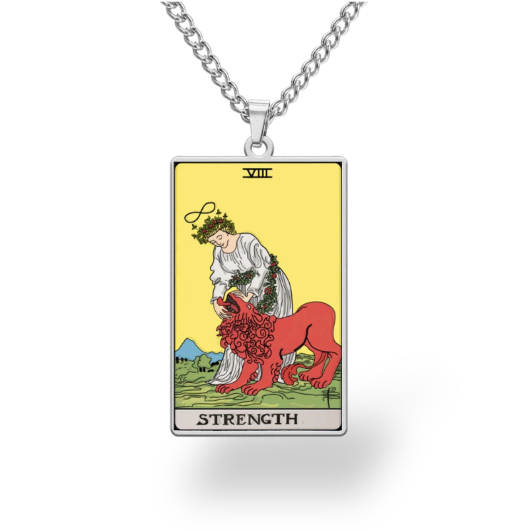 Colored Major Arcana Tarot Necklace – Stainless Steel Tarot Card Pendant • Witchy Spiritual Jewelry for Men & Women   • Apollo Tarot Shop