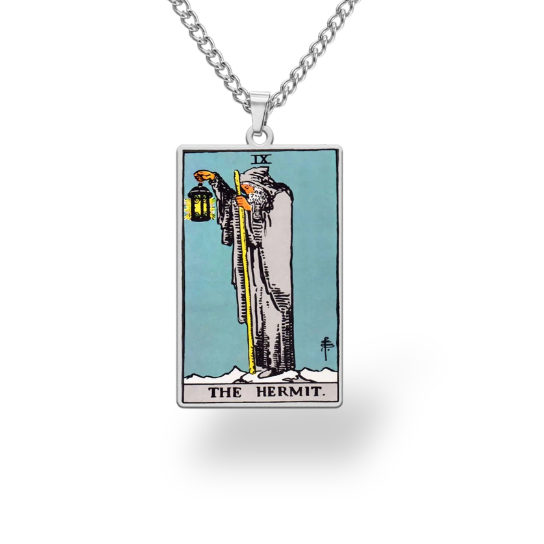 Colored Major Arcana Tarot Necklace – Stainless Steel Tarot Card Pendant • Witchy Spiritual Jewelry for Men & Women   • Apollo Tarot Shop