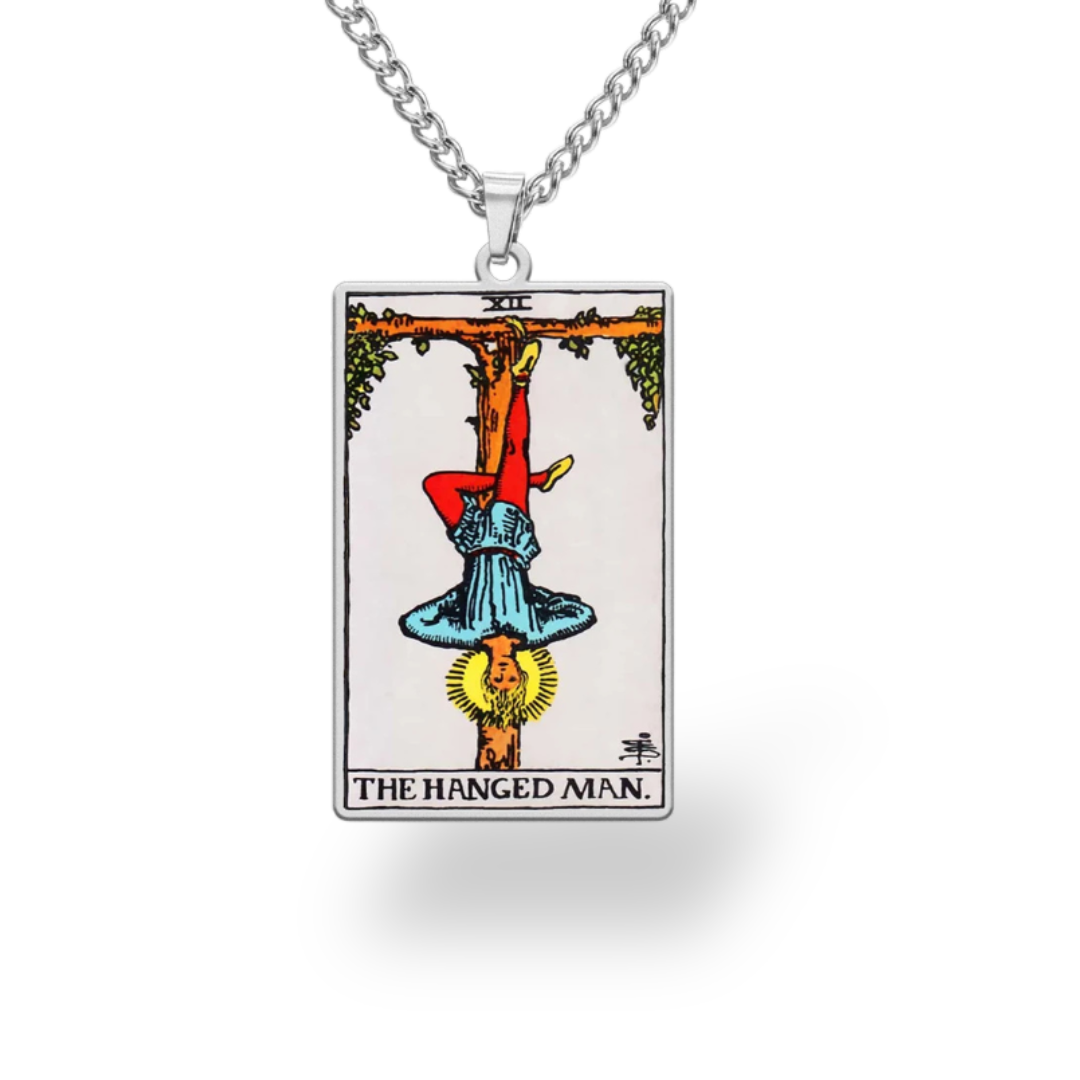 Colored Major Arcana Tarot Necklace – Stainless Steel Tarot Card Pendant • Witchy Spiritual Jewelry for Men & Women   • Apollo Tarot Shop