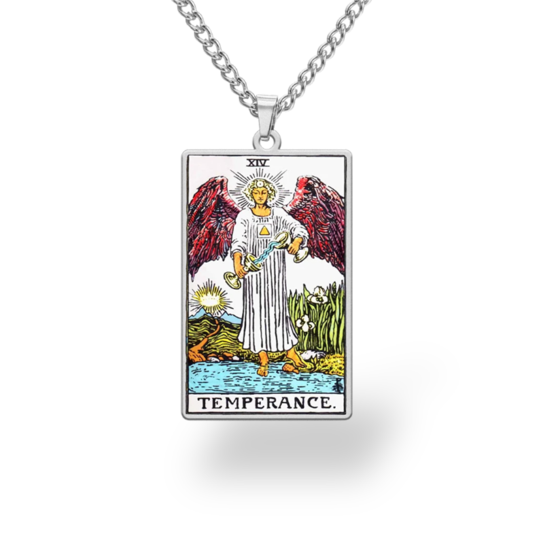 Colored Major Arcana Tarot Necklace – Stainless Steel Tarot Card Pendant • Witchy Spiritual Jewelry for Men & Women • Apollo Tarot Shop