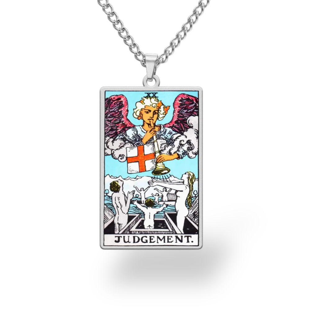 Colored Major Arcana Tarot Necklace – Stainless Steel Tarot Card Pendant • Witchy Spiritual Jewelry for Men & Women   • Apollo Tarot Shop