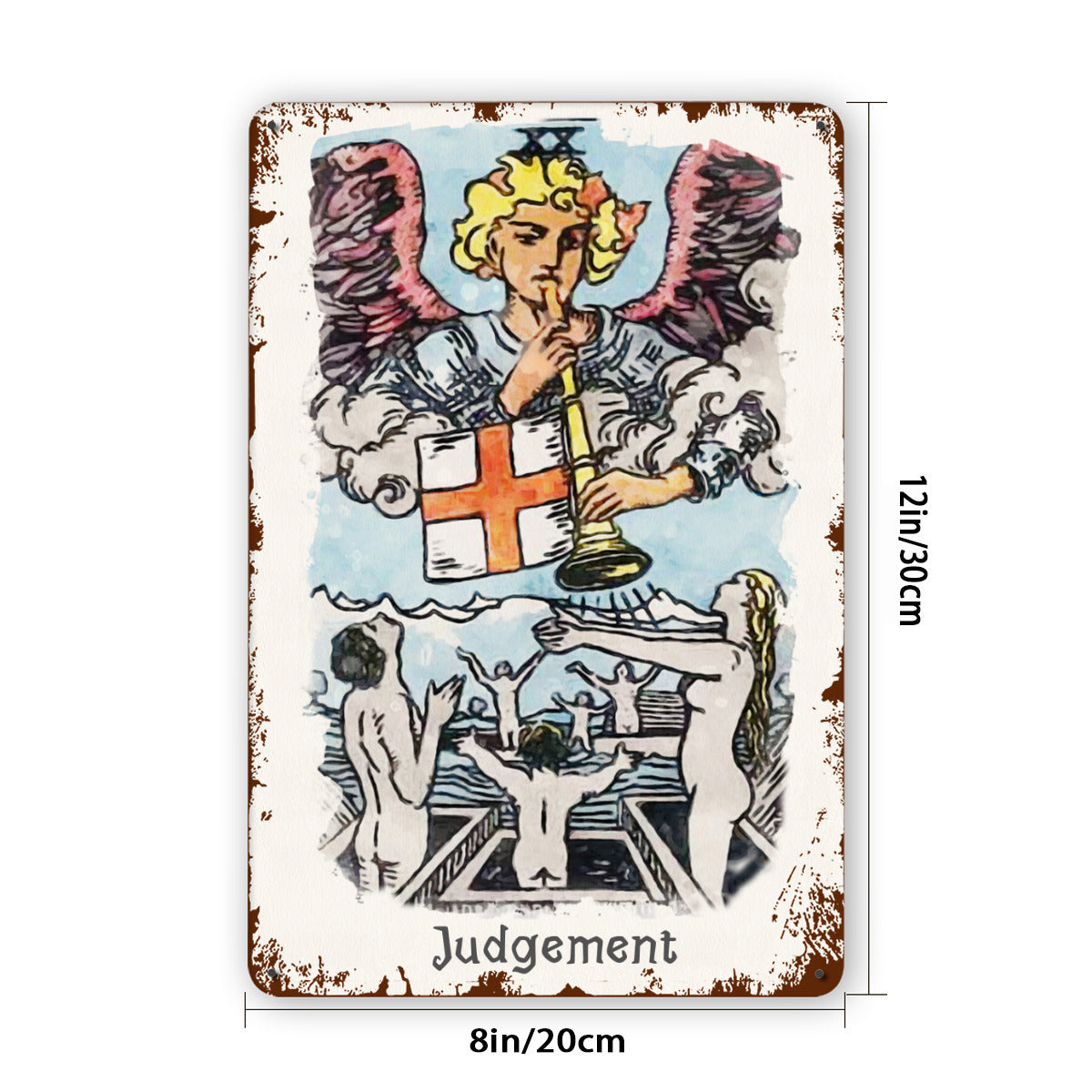 Tin Sign Of The Judgement Tarot Card Painting • Major Arcana Waite-Style Cards Vintage Metal Print • Apollo Tarot Design Shop