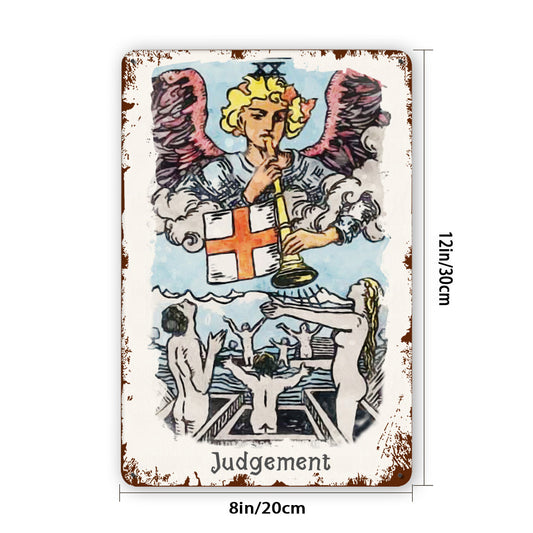 Tin Sign Of The Judgement Tarot Card Painting • Major Arcana Waite-Style Cards Vintage Metal Print • Apollo Tarot Design Shop