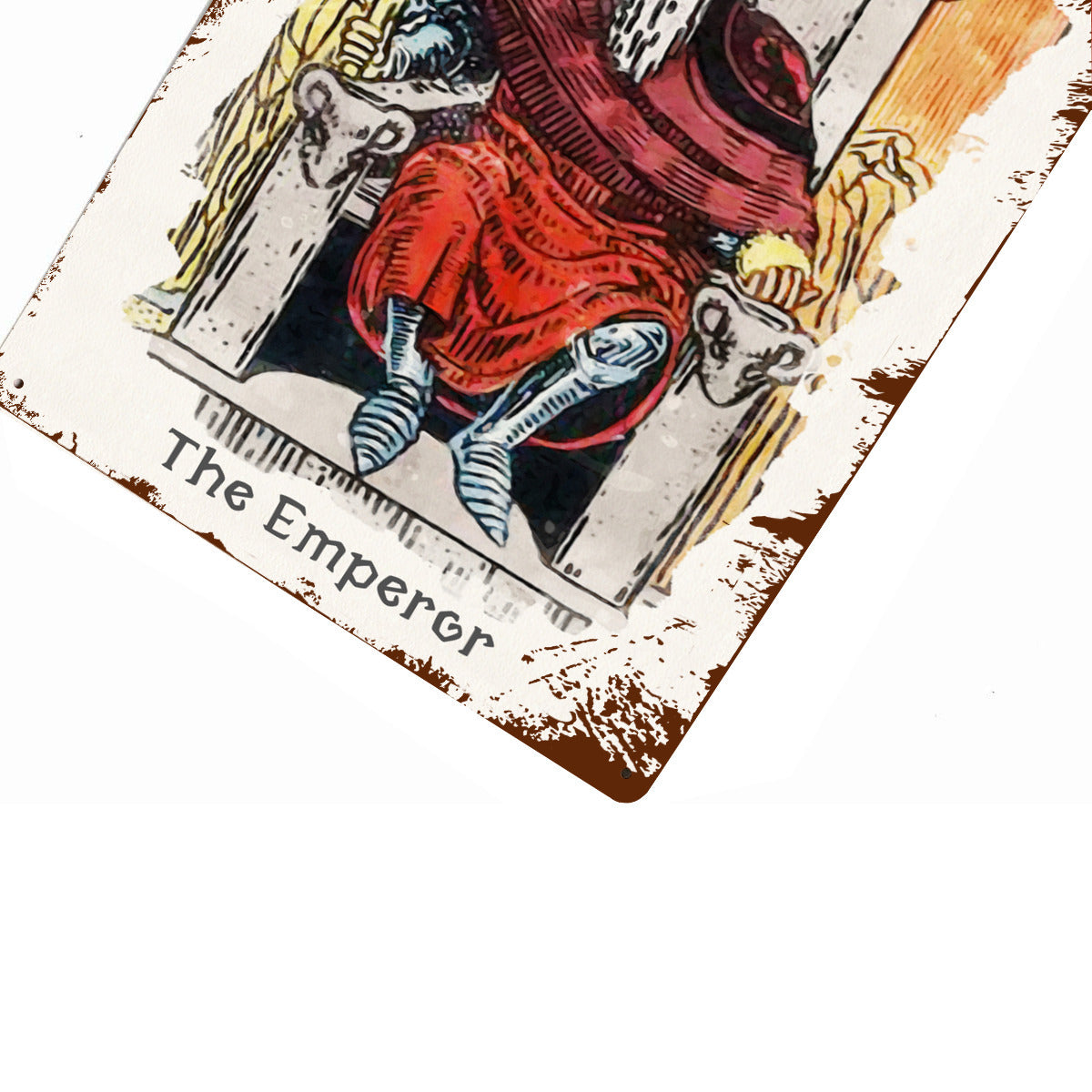 Tin Sign Of The Emperor Tarot Card Painting • Major Arcana Waite-Style Cards Vintage Metal Print • Apollo Tarot Design Shop