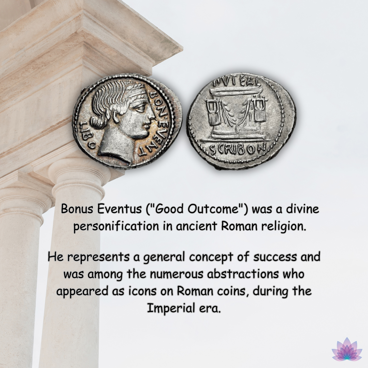 Pulseira de Moeda Romana Bônus Eventus ⚬ Amuleto do Sucesso, Pingente Réplica de Denário de Prata Antigo ⚬ BON. EVENT. LIBO. Joia da República Romana com Relevo Dupla Face