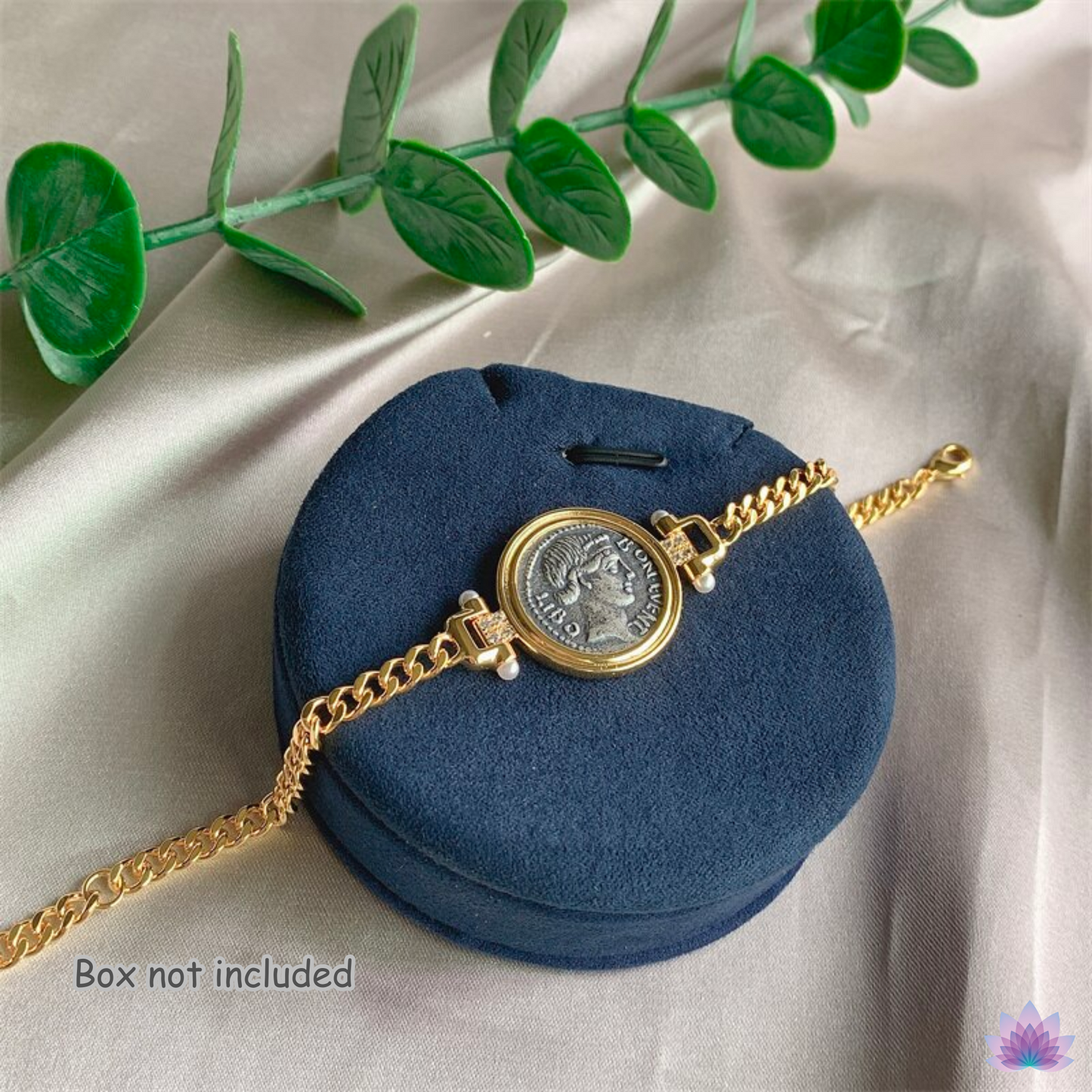 Pulseira de Moeda Romana Bônus Eventus ⚬ Amuleto do Sucesso, Pingente Réplica de Denário de Prata Antigo ⚬ BON. EVENT. LIBO. Joia da República Romana com Relevo Dupla Face