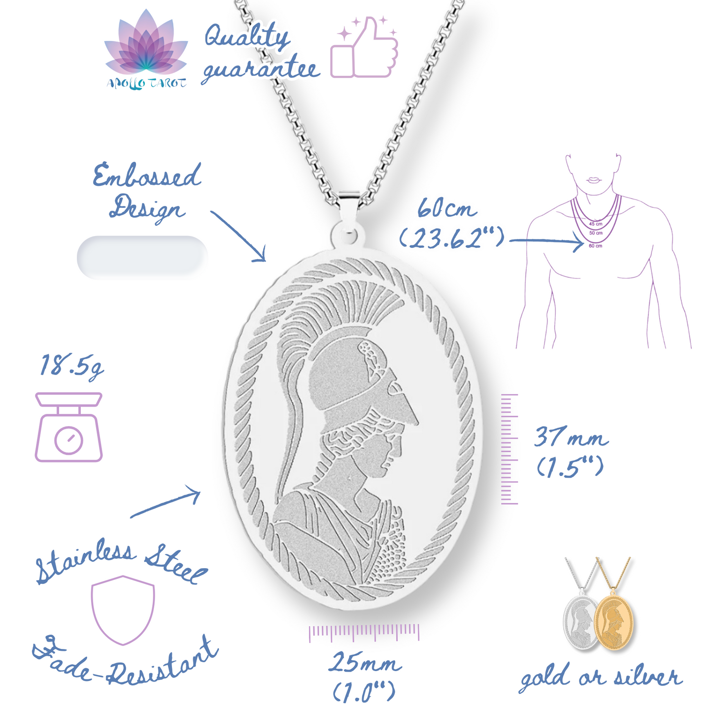 Goddess Athena Necklace • Pagan Worship Greek Mythology Jewelry • Minerva Ancient Deity Paganism Pendant For Witchy Women & Spiritual Men • Apollo Tarot Shop