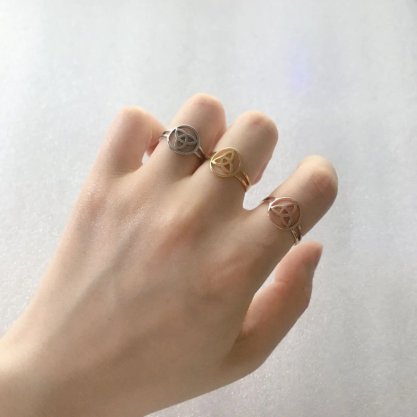 Witch's Knot Ring • Triquetra Celtic Pagan Worship Amulet • Triple Goddess Stainless Steel Wicca Jewelry For Witchy Women • Apollo Tarot Shop
