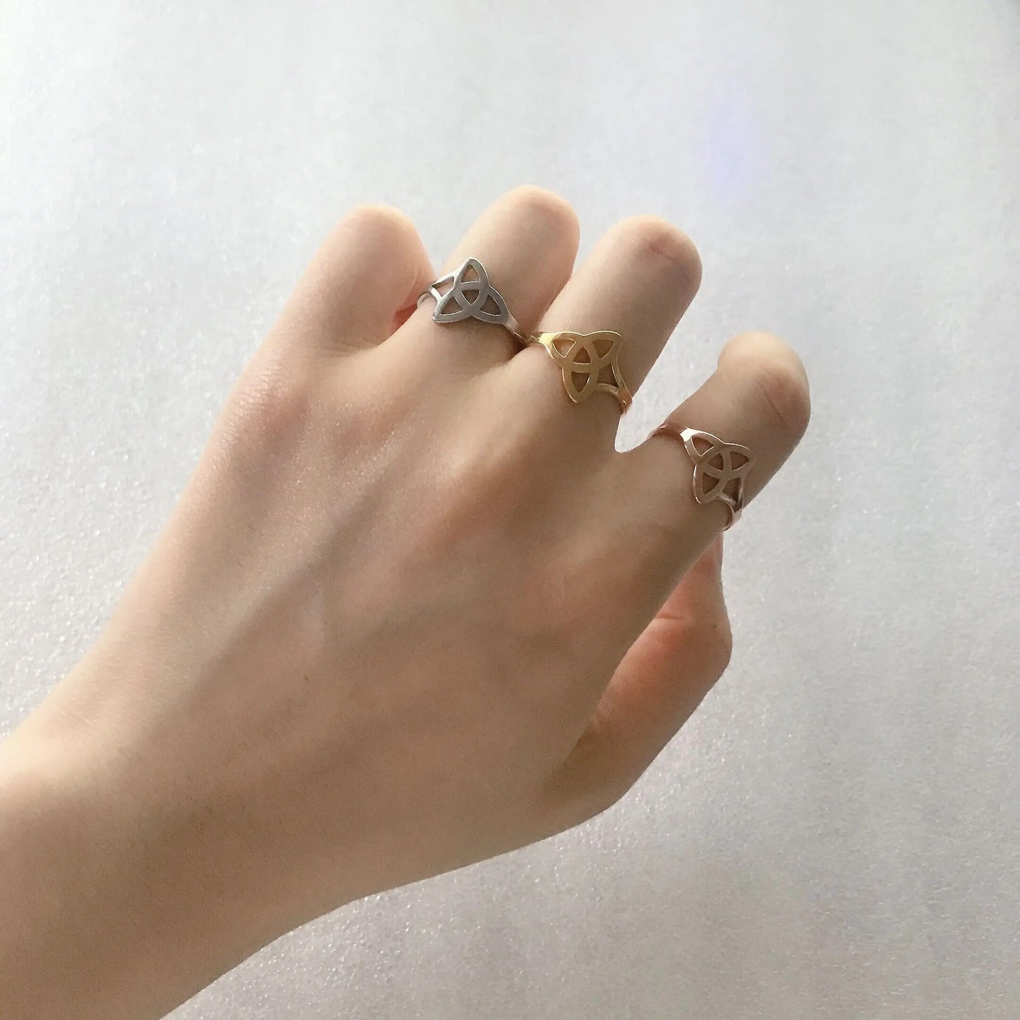 Witch's Knot Ring • Triquetra Celtic Pagan Worship Amulet • Triple Goddess Stainless Steel Wicca Jewelry For Witchy Women • Apollo Tarot Shop