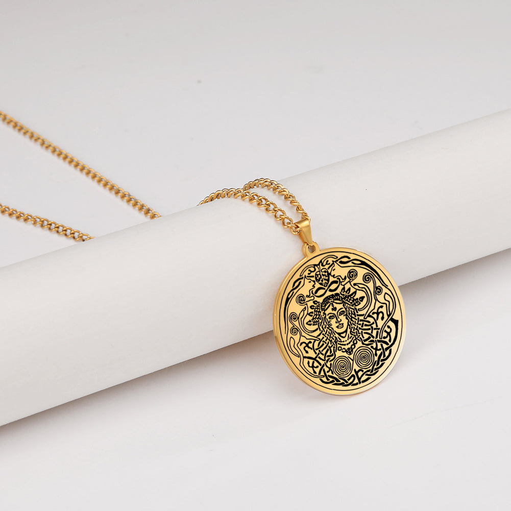 Products Norse Mythology Necklace | Freyja Goddess Pendant | Love Beauty Fertility Amulet | Pagan Worship Witchy Jewelry | Apollo Tarot Shop