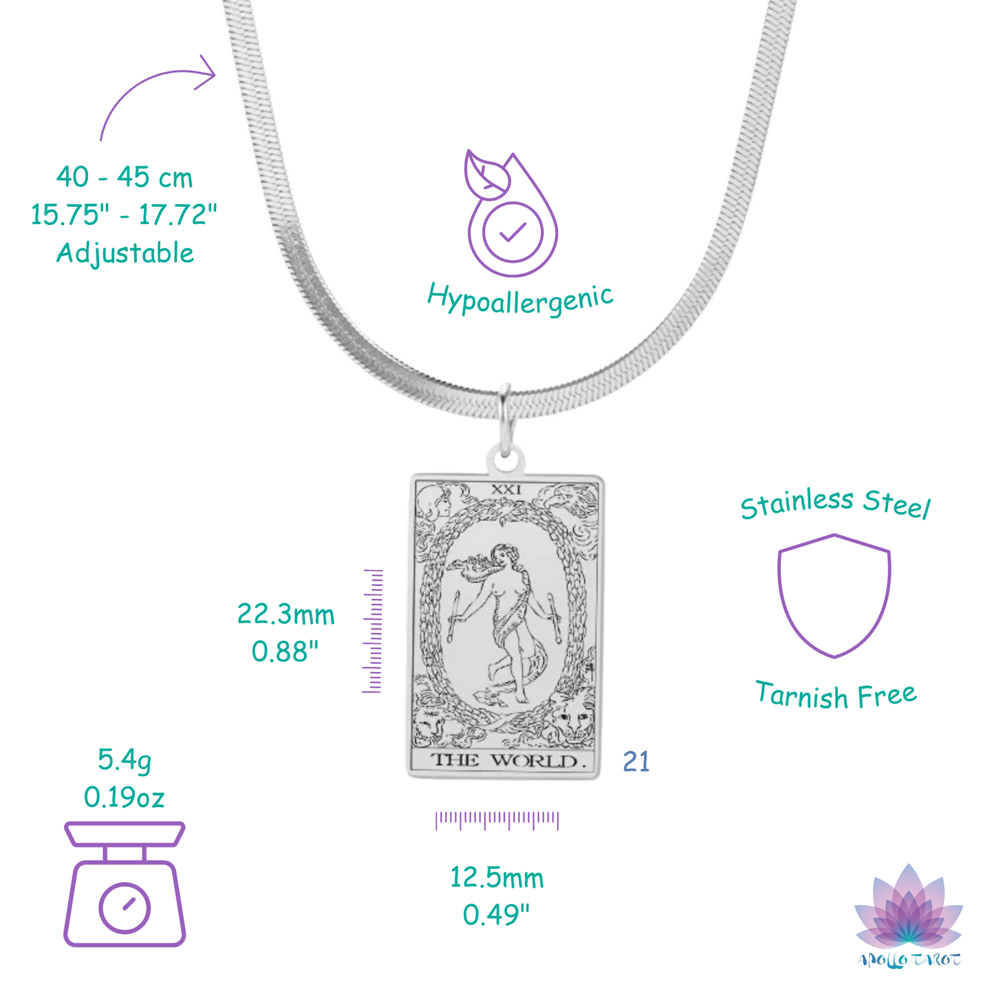 Tarot Card Snake Chain Choker Necklace • Silver Or Gold Stainless Steel Classic Waite Charms • Major Arcana Witchy Pendant