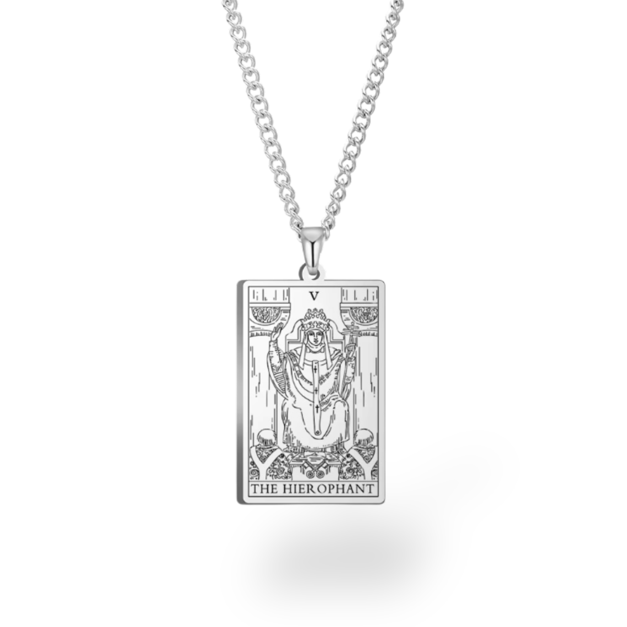 Colar com Cartas de Tarô dos Arcanos Maiores • Pingente de Cartas Waite em Aço Inoxidável Gravado