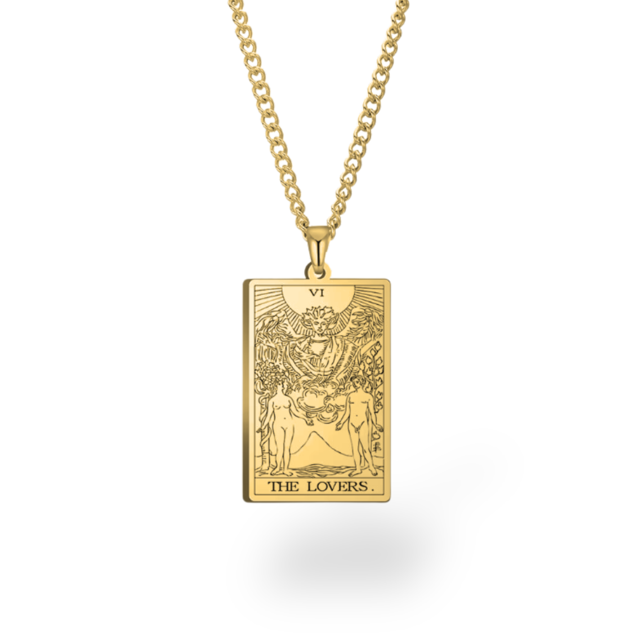 Colar com Cartas de Tarô dos Arcanos Maiores • Pingente de Cartas Waite em Aço Inoxidável Gravado