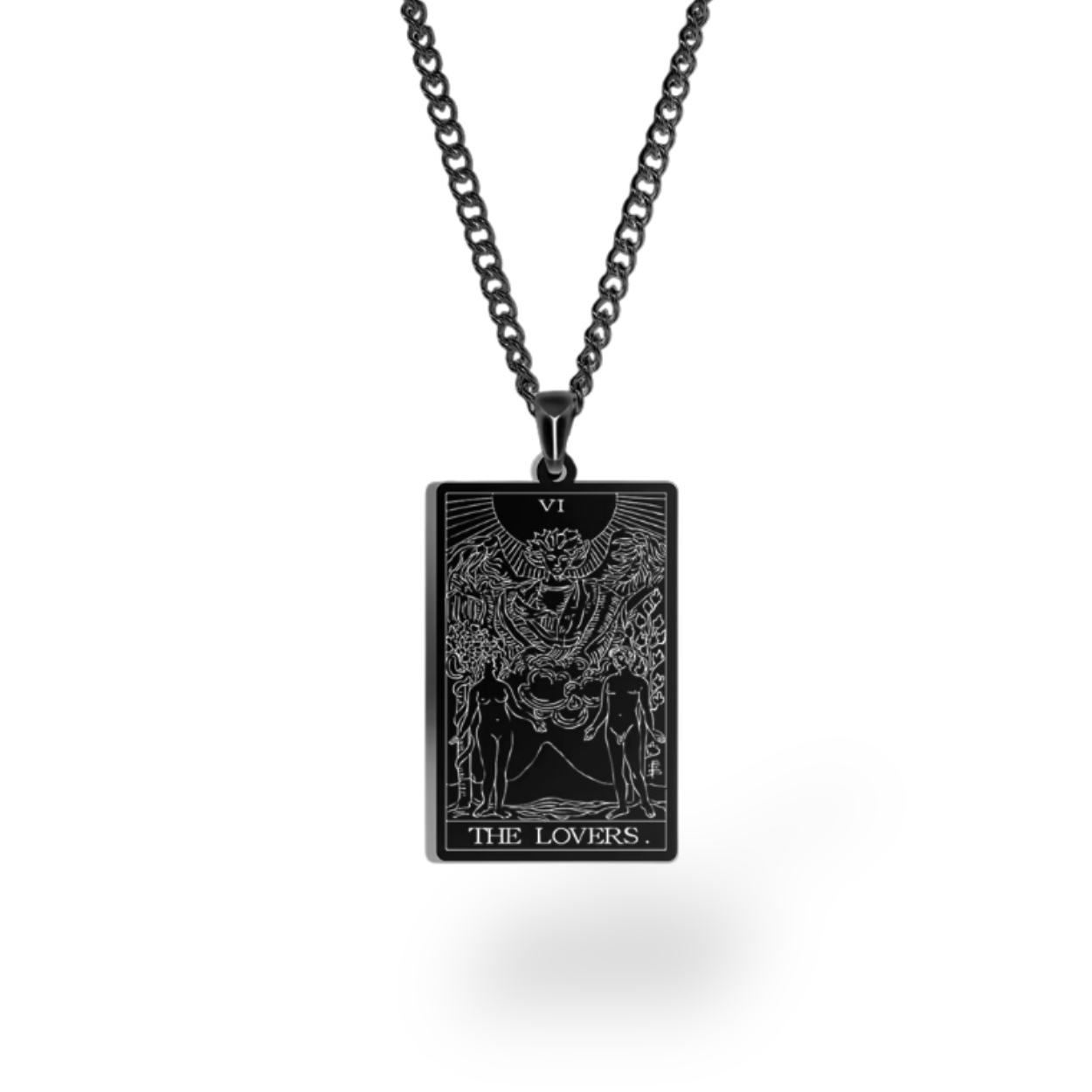 Colar com Cartas de Tarô dos Arcanos Maiores • Pingente de Cartas Waite em Aço Inoxidável Gravado