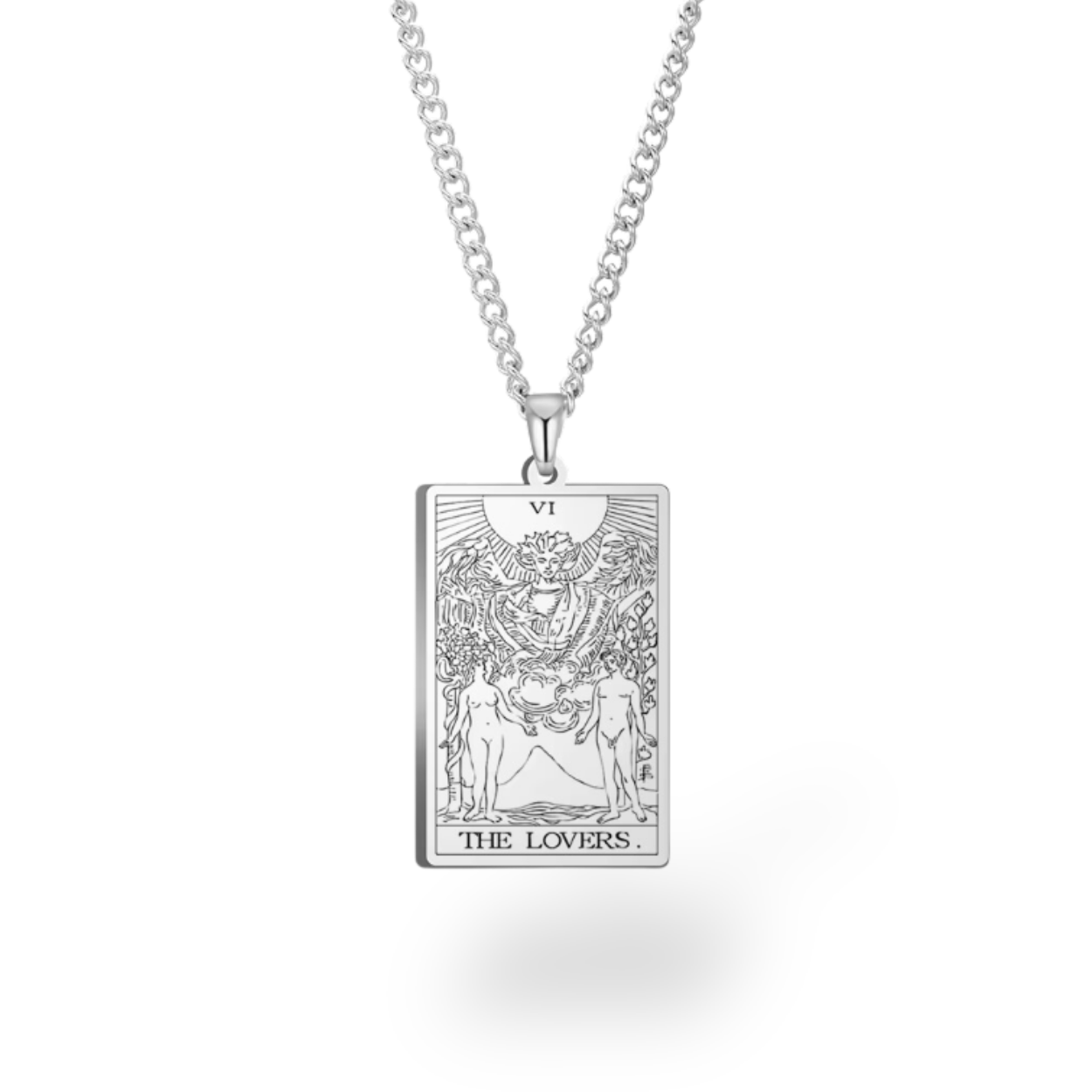Colar com Cartas de Tarô dos Arcanos Maiores • Pingente de Cartas Waite em Aço Inoxidável Gravado