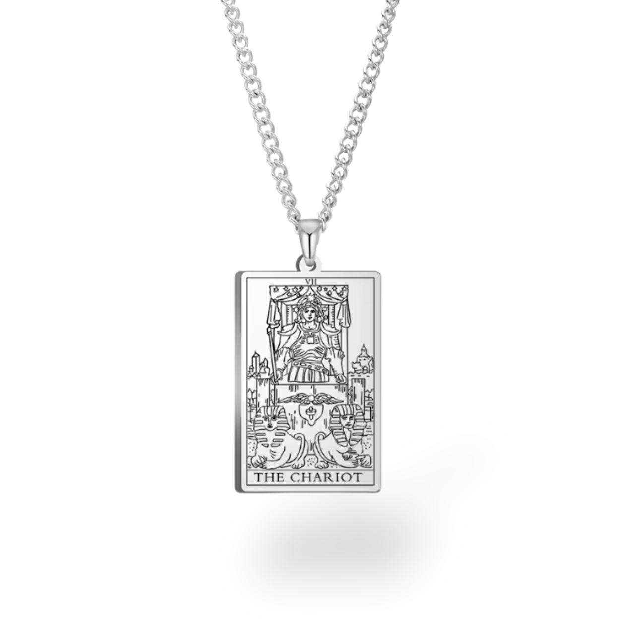 Colar com Cartas de Tarô dos Arcanos Maiores • Pingente de Cartas Waite em Aço Inoxidável Gravado