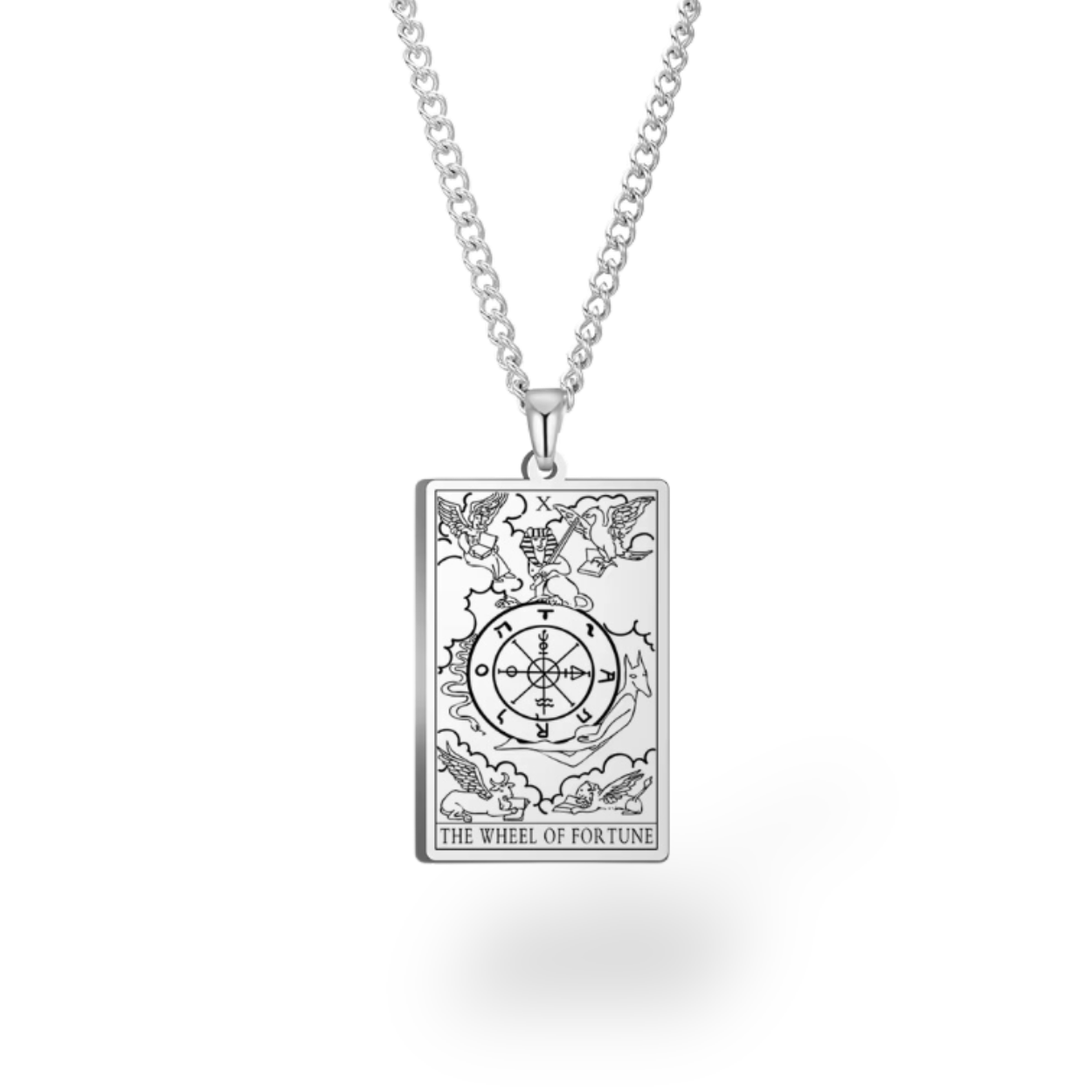 Colar com Cartas de Tarô dos Arcanos Maiores • Pingente de Cartas Waite em Aço Inoxidável Gravado