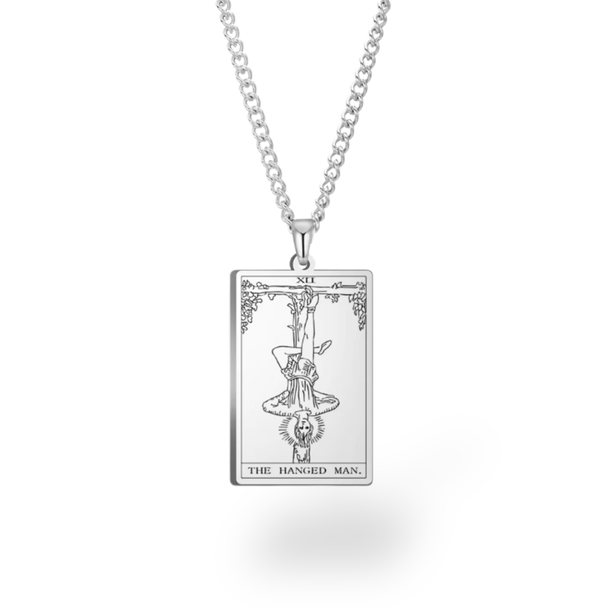 Colar com Cartas de Tarô dos Arcanos Maiores • Pingente de Cartas Waite em Aço Inoxidável Gravado