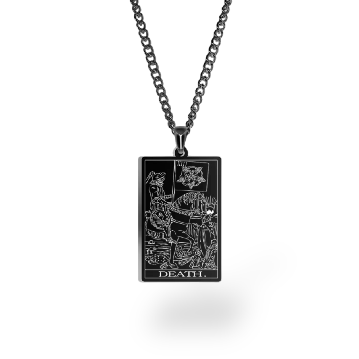 Colar com Cartas de Tarô dos Arcanos Maiores • Pingente de Cartas Waite em Aço Inoxidável Gravado