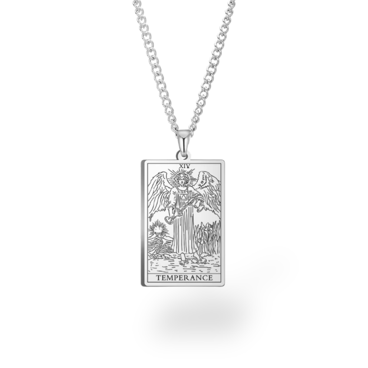 Colar com Cartas de Tarô dos Arcanos Maiores • Pingente de Cartas Waite em Aço Inoxidável Gravado