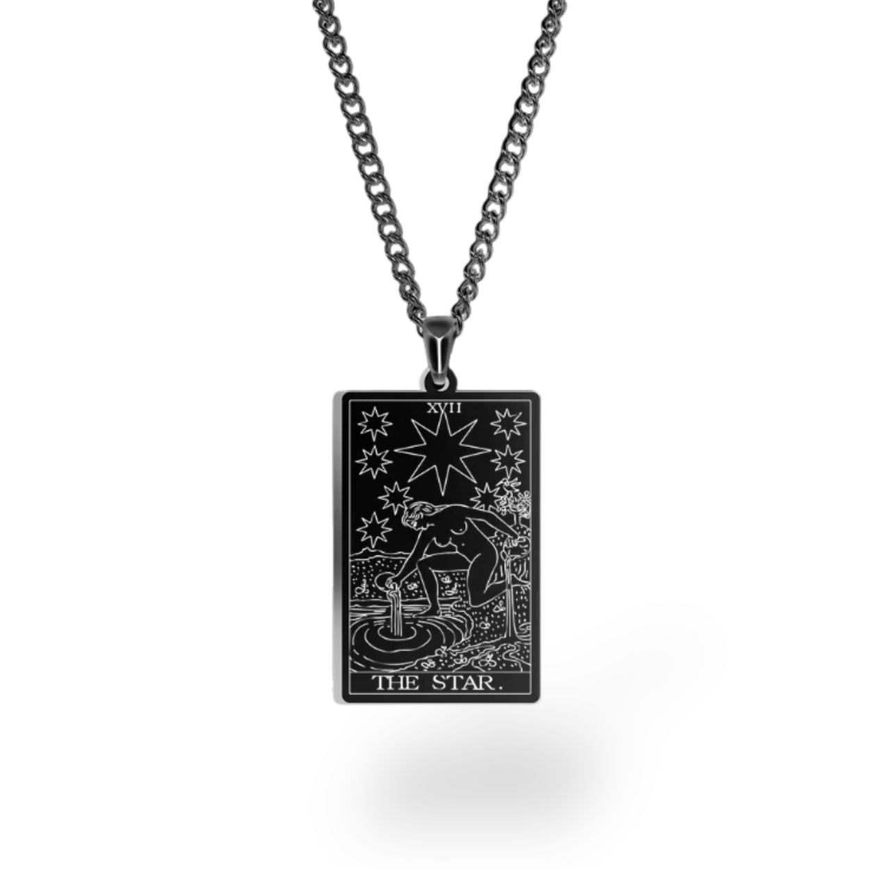 Colar com Cartas de Tarô dos Arcanos Maiores • Pingente de Cartas Waite em Aço Inoxidável Gravado