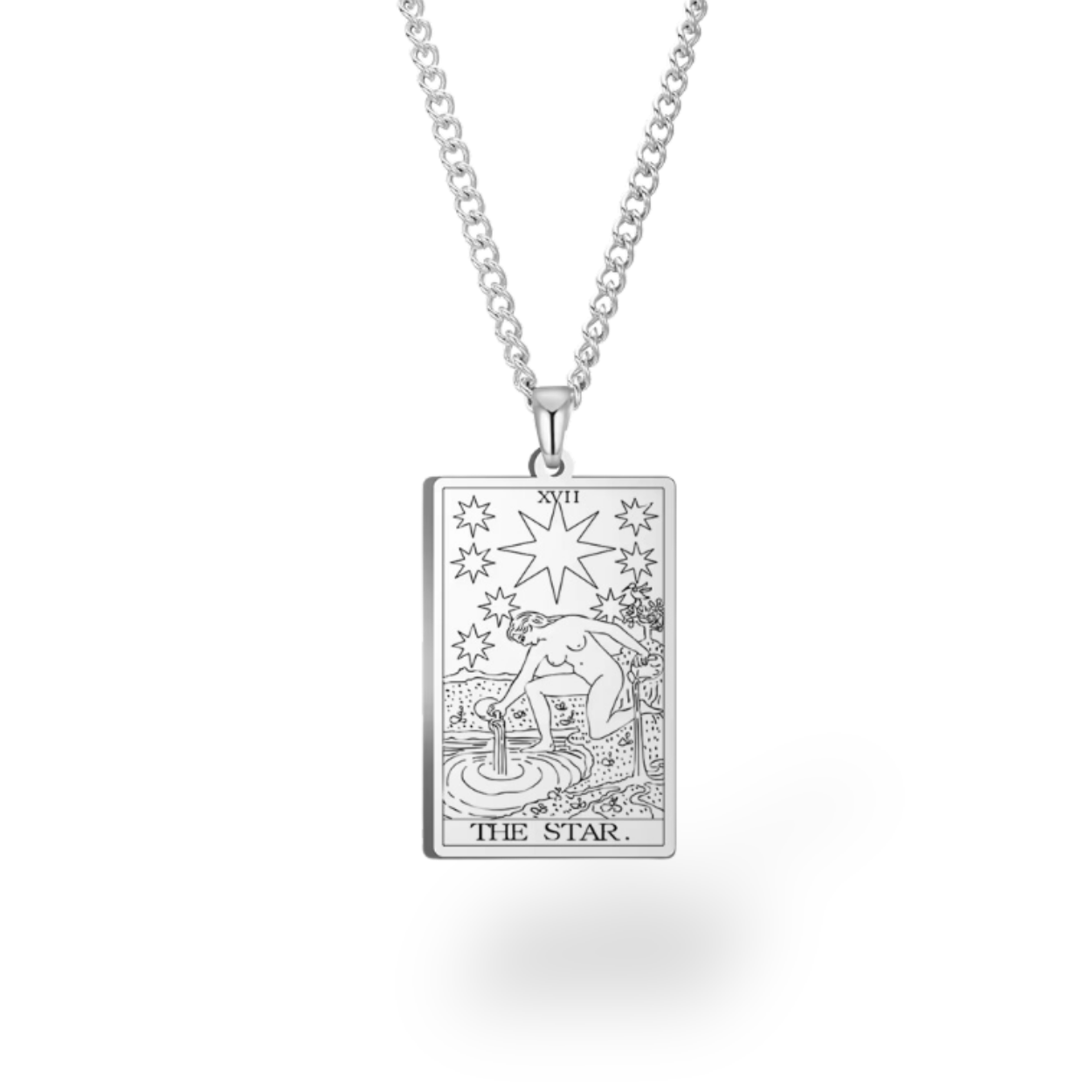 Colar com Cartas de Tarô dos Arcanos Maiores • Pingente de Cartas Waite em Aço Inoxidável Gravado