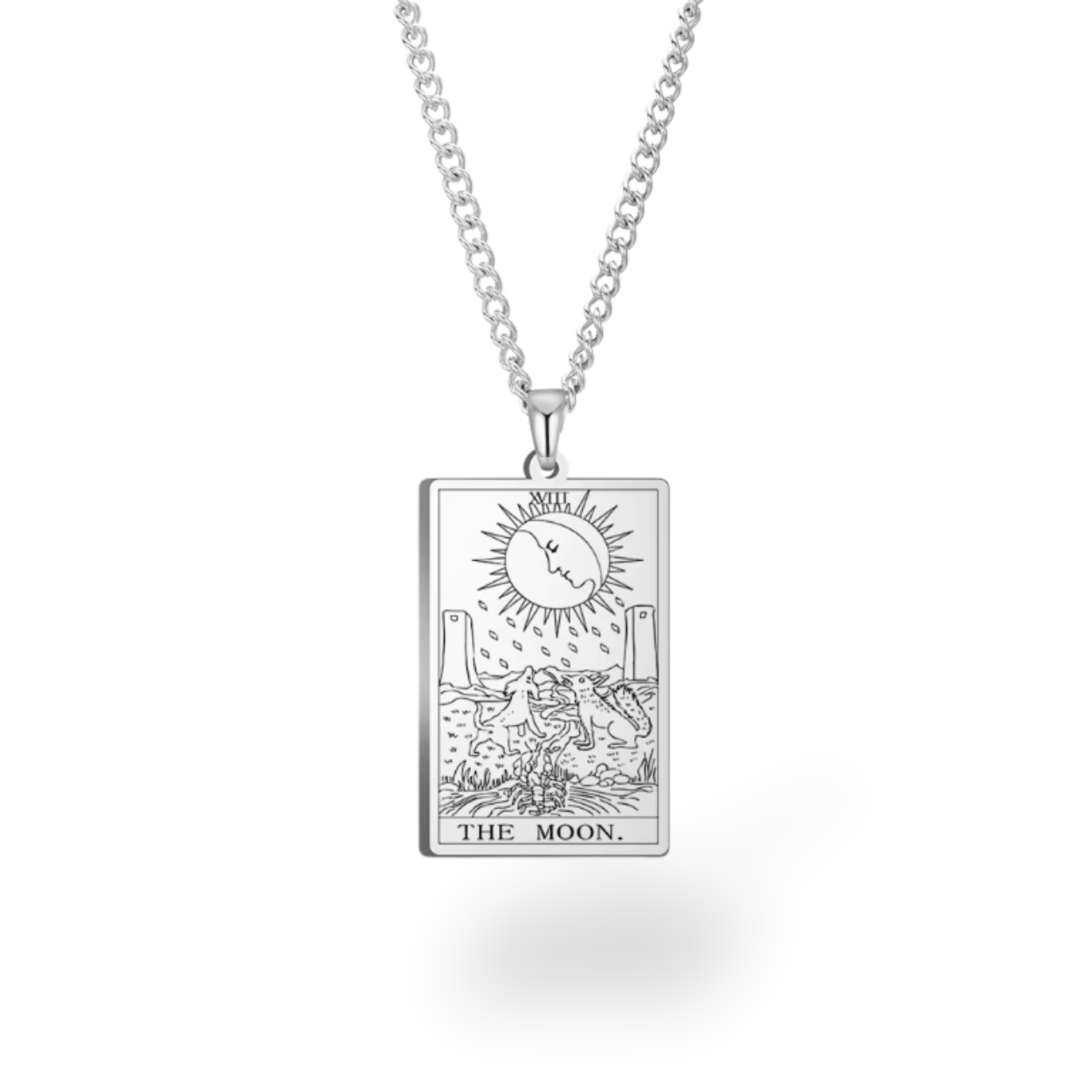 Colar com Cartas de Tarô dos Arcanos Maiores • Pingente de Cartas Waite em Aço Inoxidável Gravado