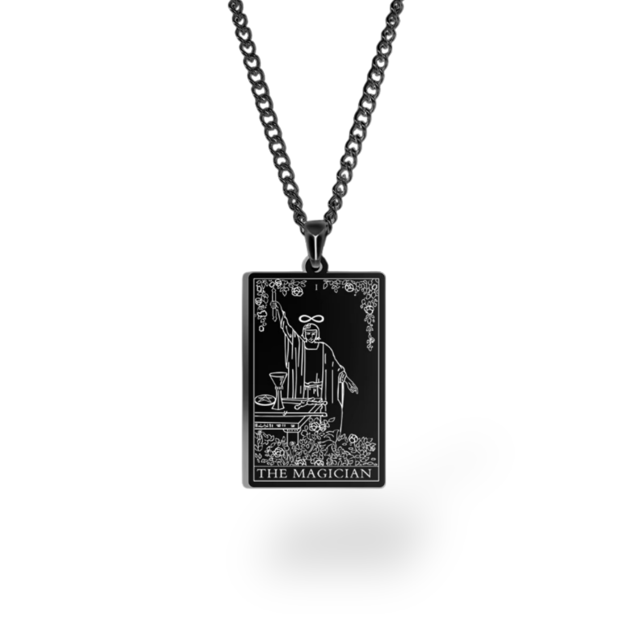 Colar com Cartas de Tarô dos Arcanos Maiores • Pingente de Cartas Waite em Aço Inoxidável Gravado