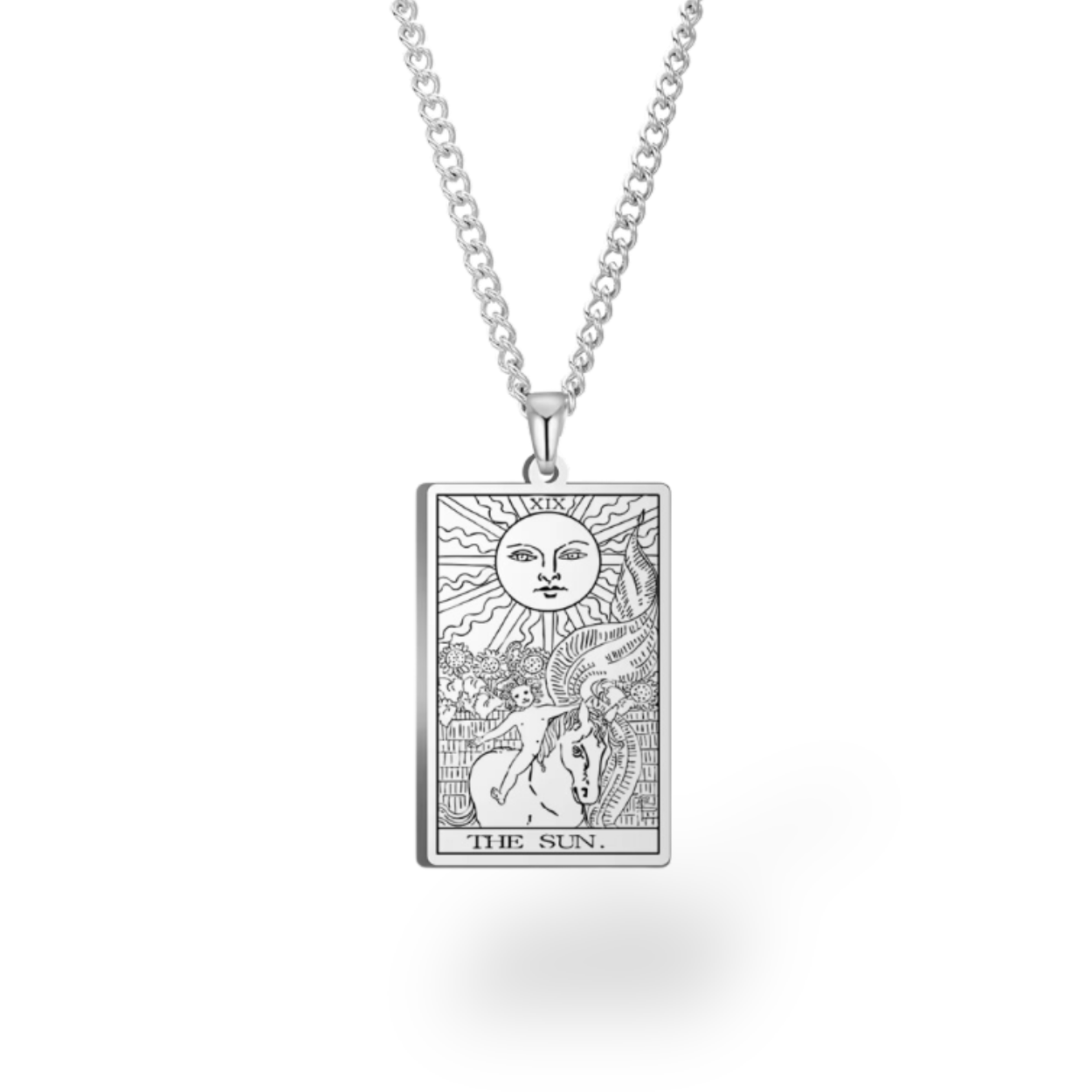 Colar com Cartas de Tarô dos Arcanos Maiores • Pingente de Cartas Waite em Aço Inoxidável Gravado