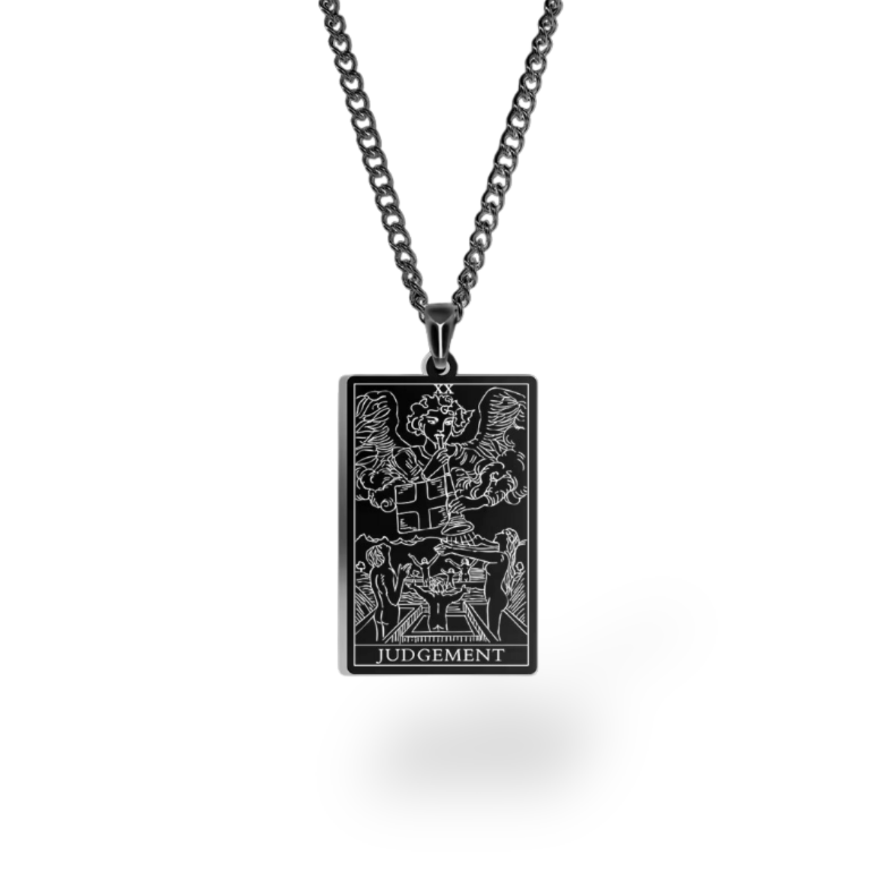 Colar com Cartas de Tarô dos Arcanos Maiores • Pingente de Cartas Waite em Aço Inoxidável Gravado