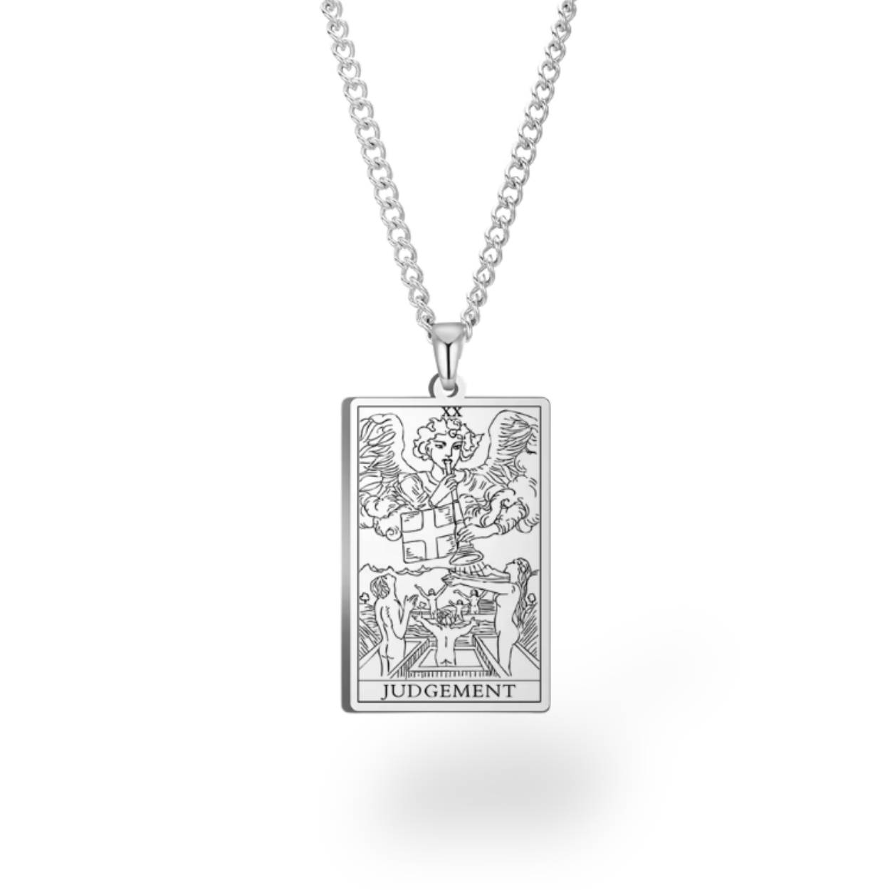 Colar com Cartas de Tarô dos Arcanos Maiores • Pingente de Cartas Waite em Aço Inoxidável Gravado