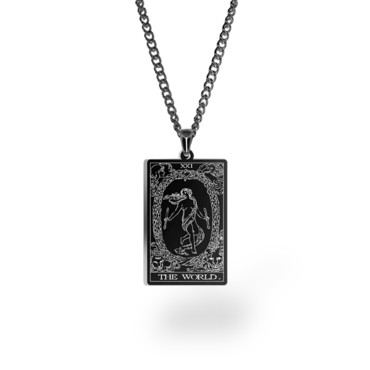 Colar com Cartas de Tarô dos Arcanos Maiores • Pingente de Cartas Waite em Aço Inoxidável Gravado