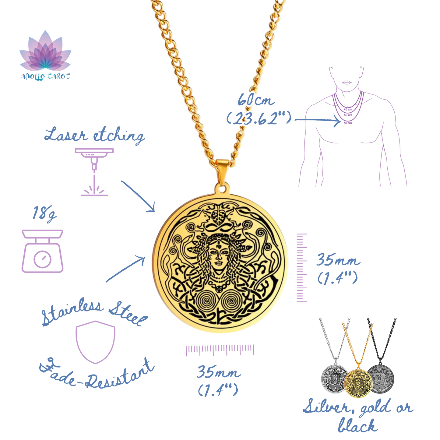 Products Norse Mythology Necklace | Freyja Goddess Pendant | Love Beauty Fertility Amulet | Pagan Worship Witchy Jewelry | Apollo Tarot Shop