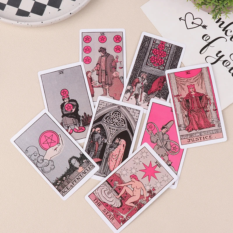 Light Pink Tarot Deck For Beginners, Faded Colors Waite Style Oracle Card Set • Apollo Tarot Mystical Shop