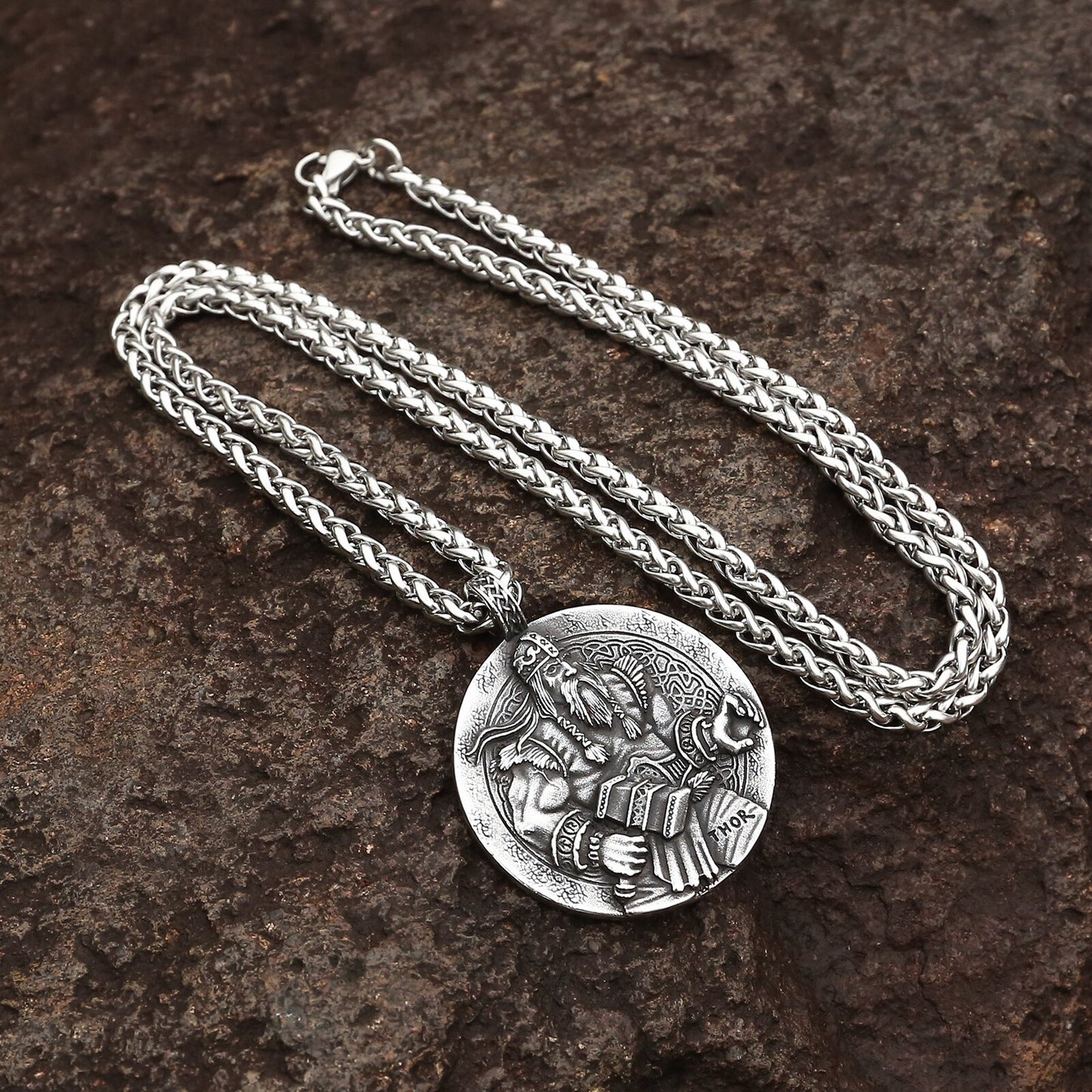 Nordic God Thor Coin Necklace | Norse Mythology Mjölnir Hammer Pendant | Pagan Worship Witchy Viking Jewelry | Apollo Tarot