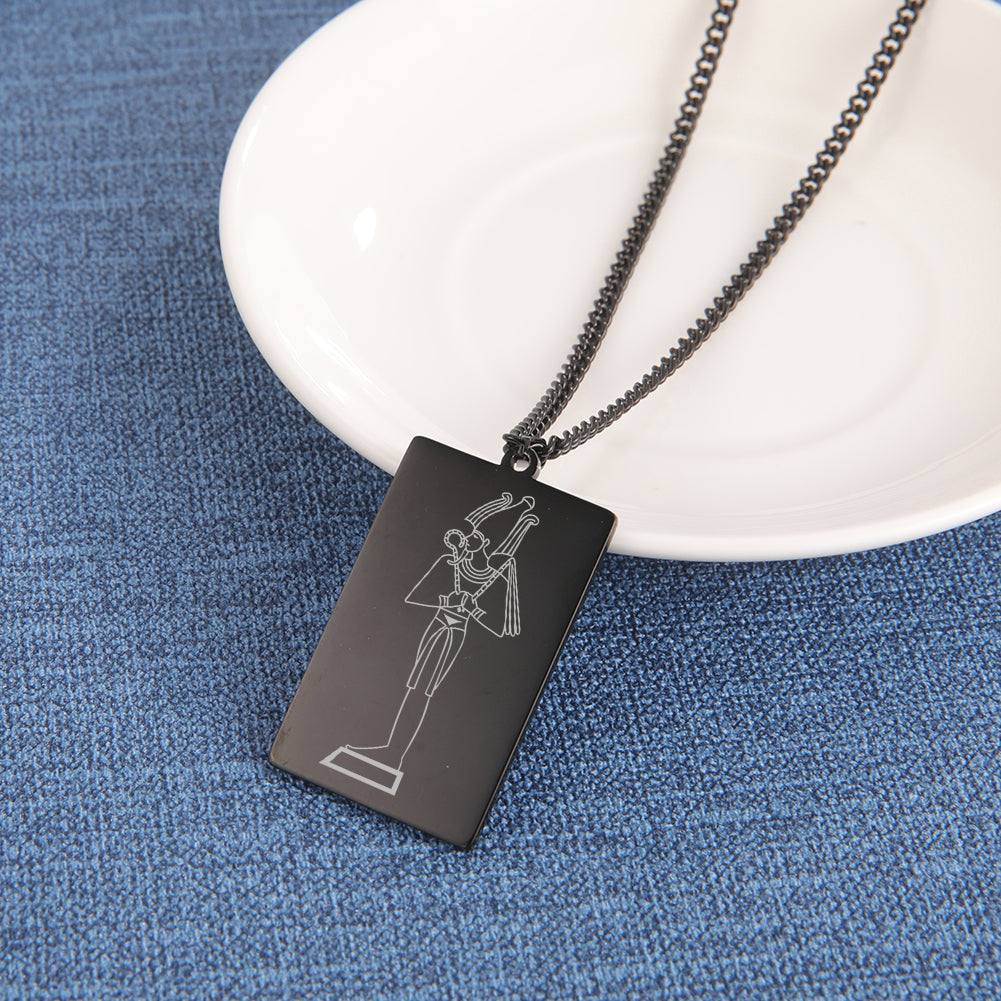 Ancient Egyptian Mythology Necklace | Deity Pendant Of God Horus Anubis Goddess Isis Stainless Steel Amulet | Pagan Worship Witchy Jewelry | Apollo Tarot Shop