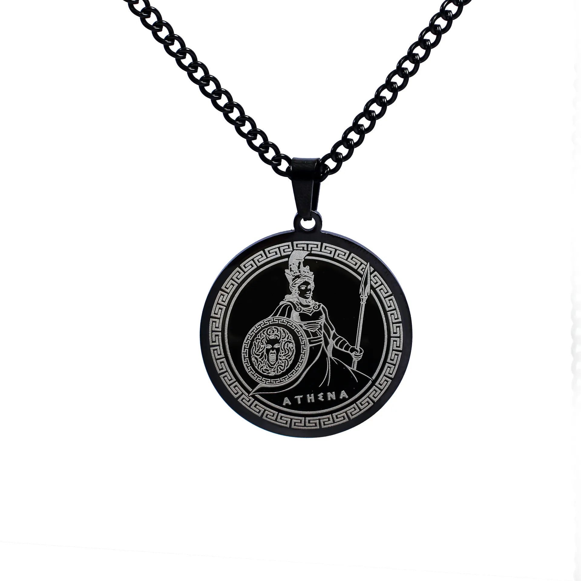 Goddess Athena Greek Mythology Necklace • Ancient Deity Worship Jewelry For Spiritual Men Pagan Witchy Women • Minerva Medusa Shield Pendant • Apollo Tarot Shop