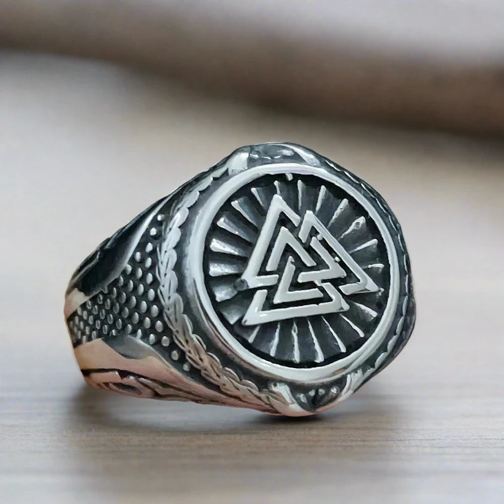 Norse Mythology Ring Nordic Viking Odin Compass Valknut Yggdrasil Amulet Jewelry • Apollo Tarot Shop