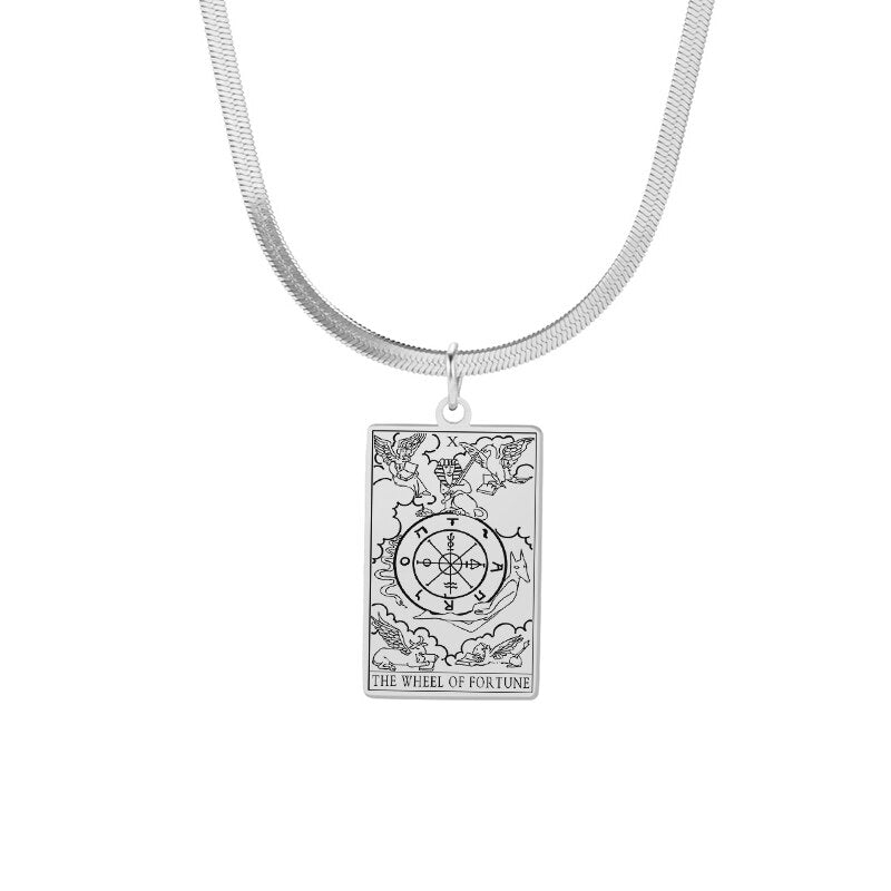 Tarot Card Snake Chain Choker Necklace| Dainty Stainless Steel Classic RWS Deck Charms | 22 Major Arcana Witchy Pendant | Apollo Tarot Jewelry Shop