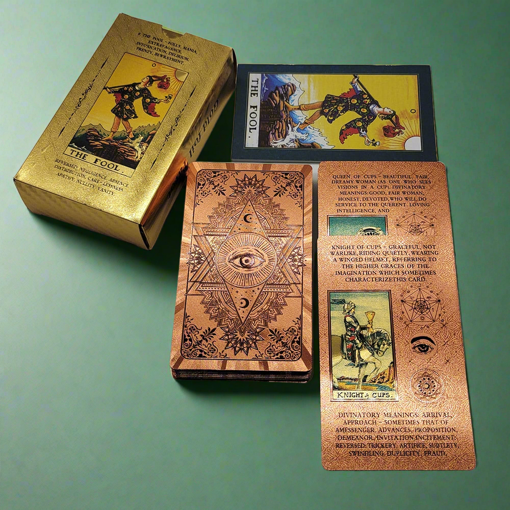 Beginner Tarot Deck With Meaning Keywords • Gold Foil Tarot Cards + English Guidebook