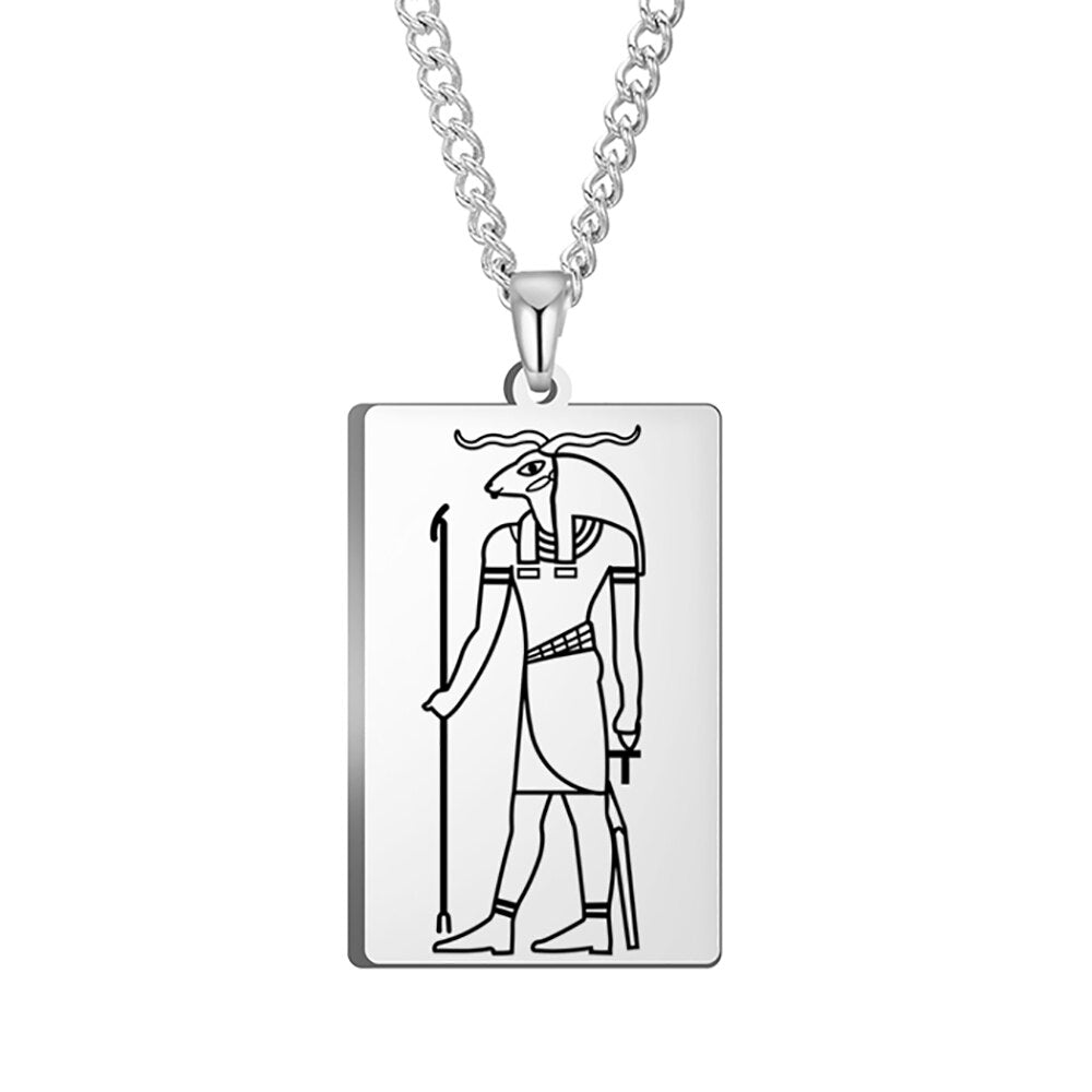 Ancient Egyptian Mythology Necklace | Deity Pendant Of God Horus Anubis Goddess Isis Stainless Steel Amulet | Pagan Worship Witchy Jewelry | Apollo Tarot Shop