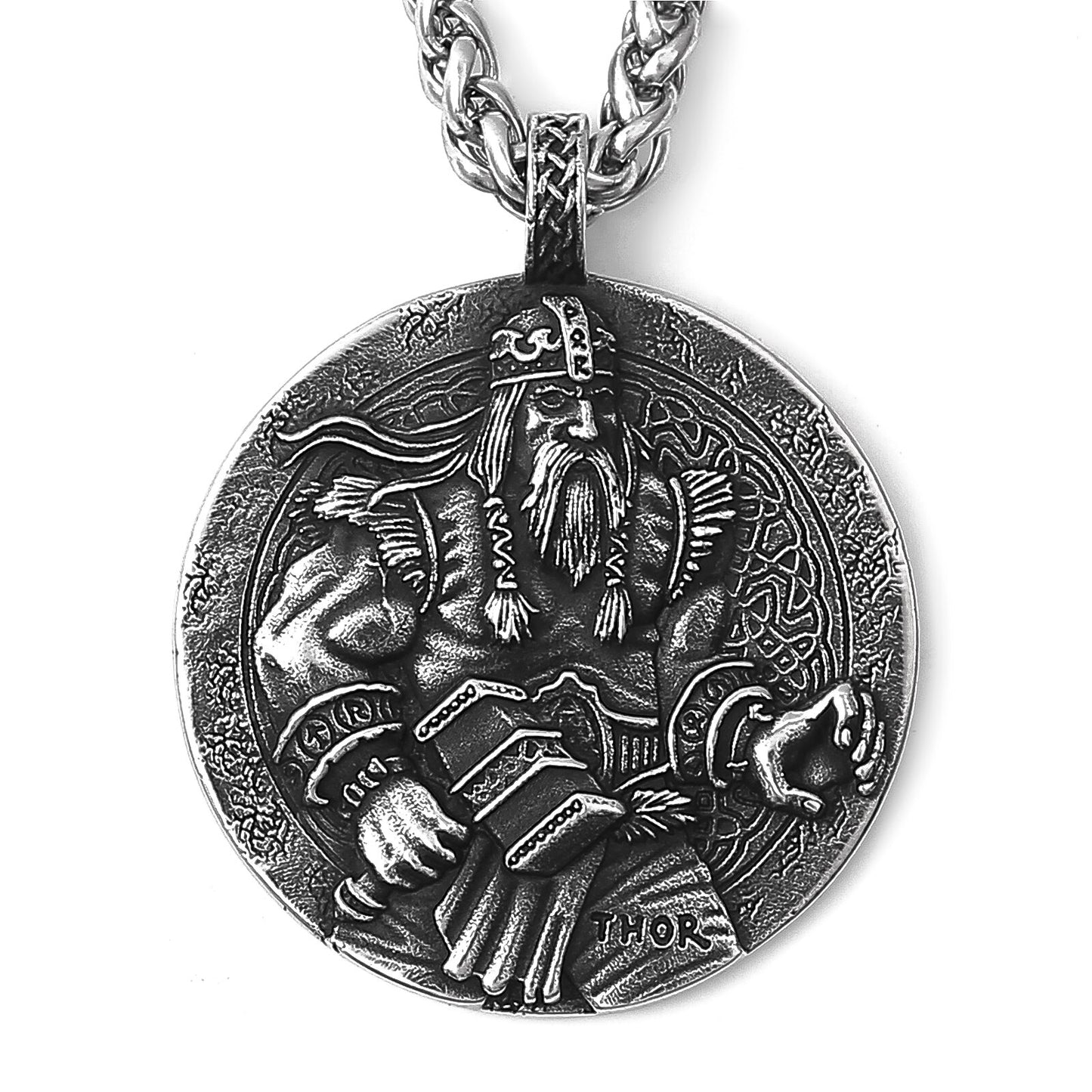 Nordic God Thor Coin Necklace | Norse Mythology Mjölnir Hammer Pendant | Pagan Worship Witchy Viking Jewelry | Apollo Tarot