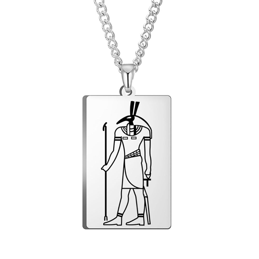 Ancient Egyptian Mythology Necklace | Deity Pendant Of God Horus Anubis Goddess Isis Stainless Steel Amulet | Pagan Worship Witchy Jewelry | Apollo Tarot Shop