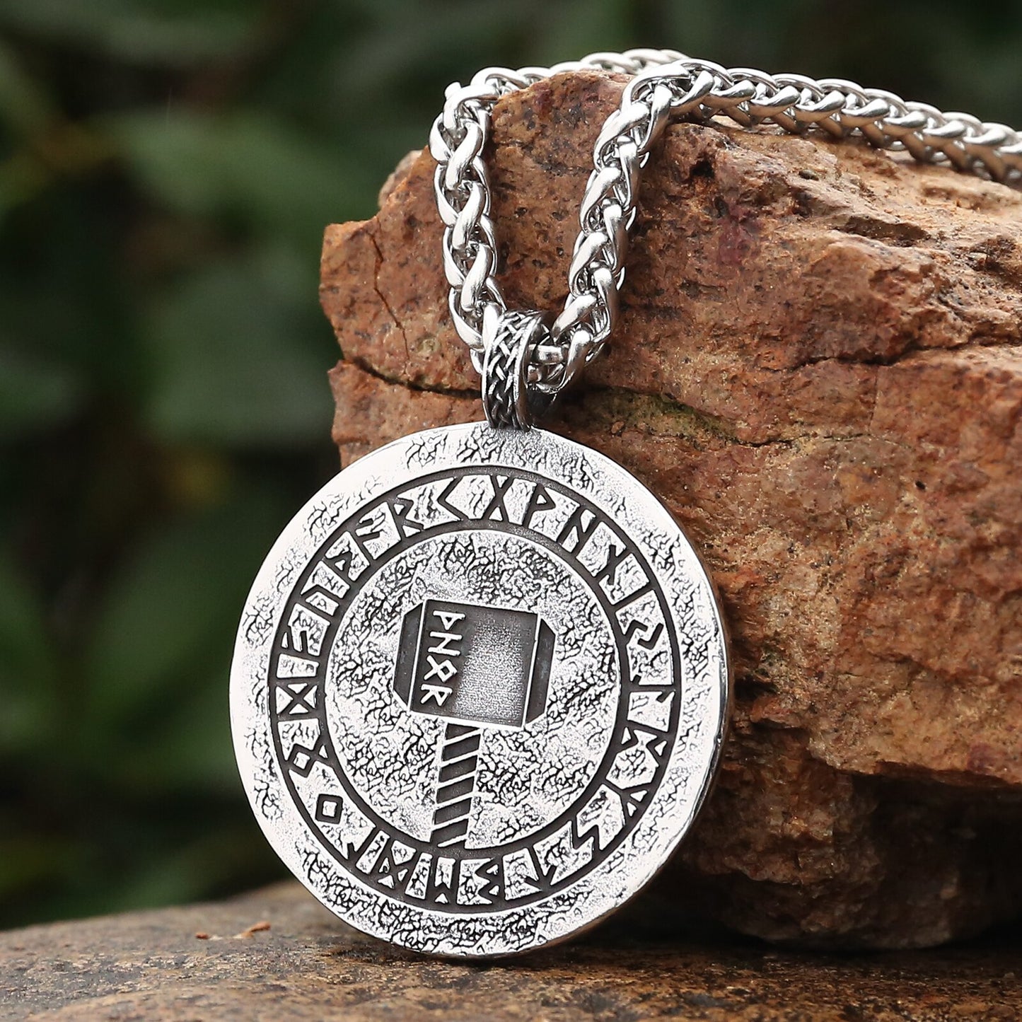 Nordic God Thor Coin Necklace | Norse Mythology Mjölnir Hammer Pendant | Pagan Worship Witchy Viking Jewelry | Apollo Tarot