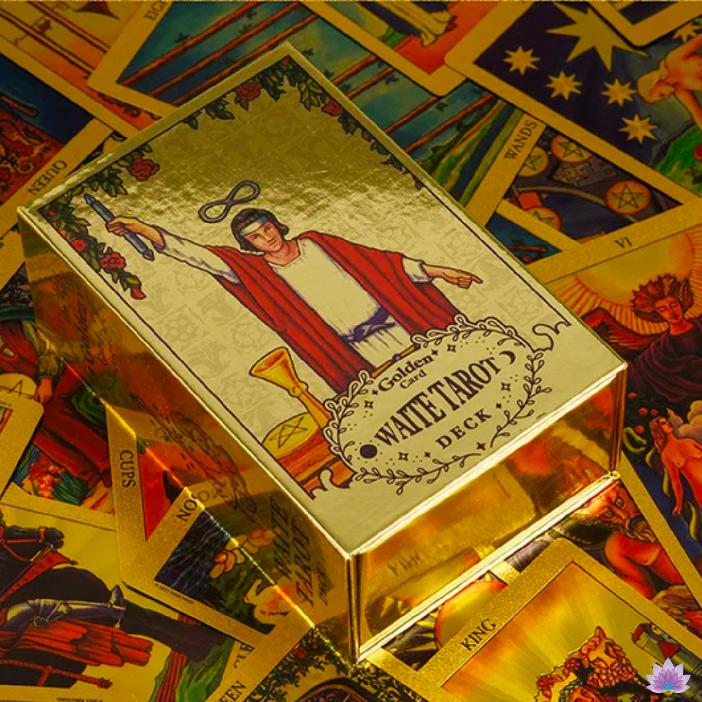 The Silver Or Golden Card Waite Tarot Deck • Gold Foil Classic Plastic Cards + Guidebook + Beginner Divination Witch Premium Gift Box • Apollo Tarot Shop