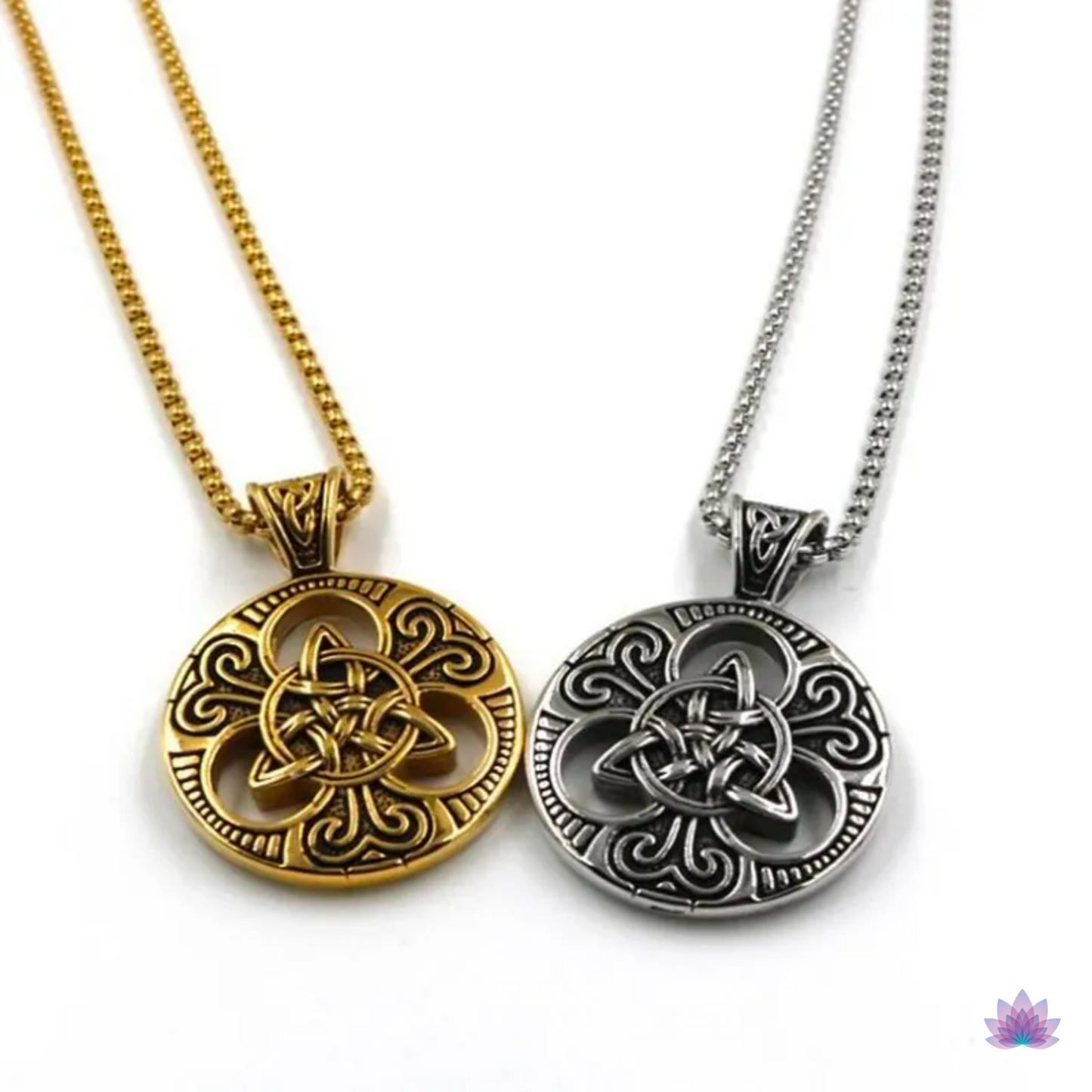 Triquetra Necklace β’ Irish Celtic Trinity Love Knot Round Pendant β’ Triple Goddess Stainless Steel Wiccan Jewelry For Pagan Worship β’ Apollo Tarot Shop