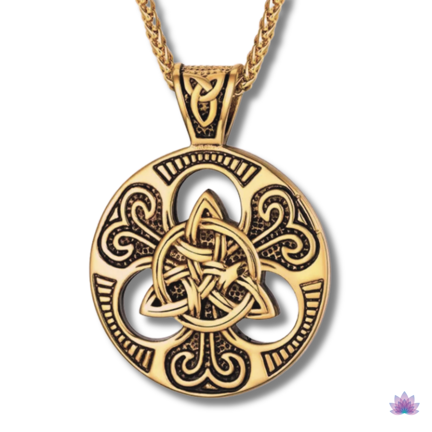 Triquetra Necklace β’ Irish Celtic Trinity Love Knot Round Pendant β’ Triple Goddess Stainless Steel Wiccan Jewelry For Pagan Worship β’ Apollo Tarot Shop